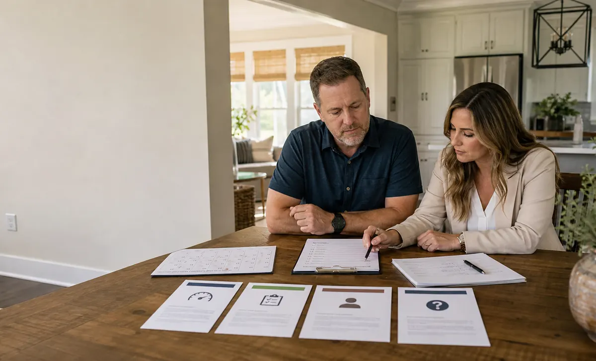 Homeowner and real-estate professional comparing written quick-sale methods