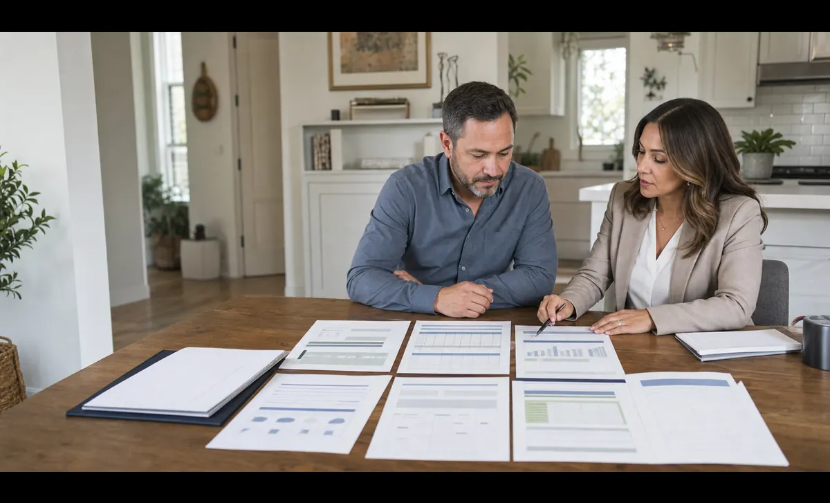 Houston homeowner and advisor comparing documented home pricing inputs
